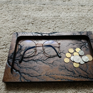 Drewniana Tacka na Klucze i Pieniądze