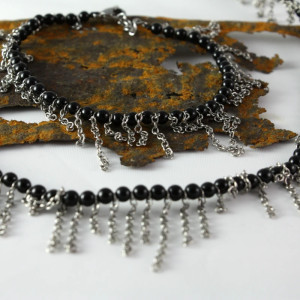 Komplet naszyjnik z bransoletką z onyksów