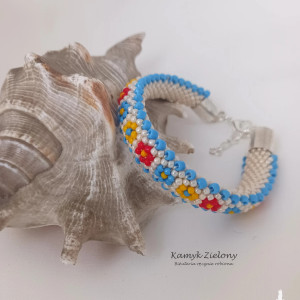 Bransoletka w kolorowe kwiatki - dla dziewczynki