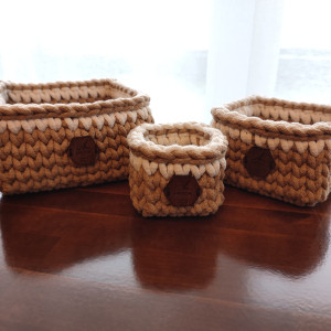 Zestaw 3 koszyków, koszyki, kosze, kosz ze sznurka HANDMADE