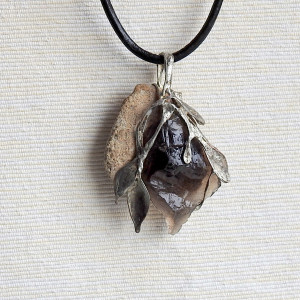 Zawieszka z kamieniem naturalnym- kwarc dymny