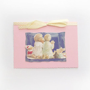 różowa kartka na Boże Narodzenie, świąteczne kartki bez życzeń, Boże Narodzenie kartki dla firm, kartki na Nowy Rok, noworoczne kartki, bożonarodzeniowa kartka z dziećmi