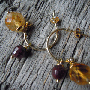 Serpo - kolczyki z cytrynów i granatów