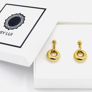 Złote Kolczyki Grube Kółeczka Sztyft Kulka BASIC