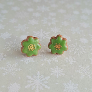 sztyfty zielone lukrowane ciasteczka ze śnieżynka