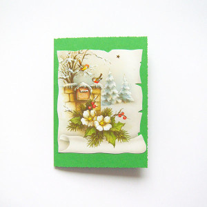 zielona kartka świąteczna, kartki na Nowy Rok, kartki na Boże Narodzenie, zimowe kartki, świąteczne kartki puste, Boże Narodzenie kartki, ładne kartki z zimą, zima kartka