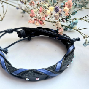 Bransoletka ze skóry granatowa