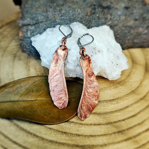 Kolczyki miedziane noski klonowe “Jesienny urok”