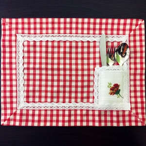 Komplet podkładek pod talerze - krata vichy