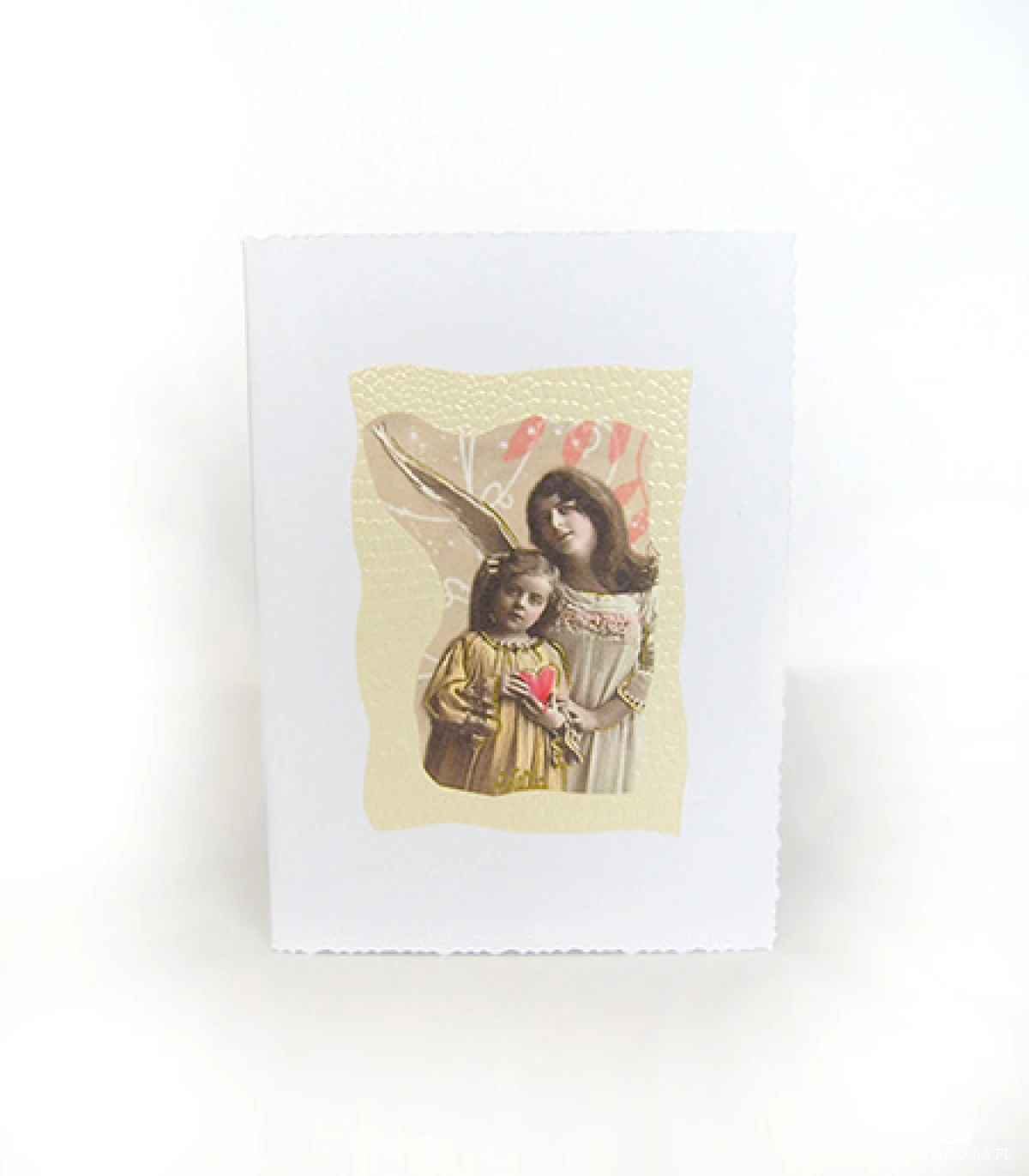 aniołek kartka vintage, retro kartka z aniołkiem, kartka z aniołem, anioł kartka, kartki na Boże Narodzenie, świąteczne kartki bez życzeń