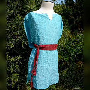 KOSZULA LNIANA rozmiar 140/146 - prosta, słowiańska, rekonstrukcja, wczesne średniowiecze