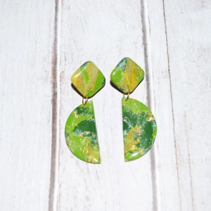 Kolczyki marmur zieleń