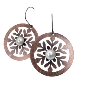 Miedziane kolczyki z perłami c1236