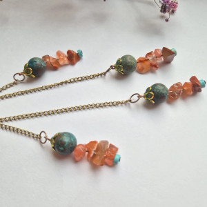 Kolczyki długie  boho turkus