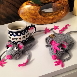 Komplet podstawek, komplet podkładek, myszki, myszka szydełkowa