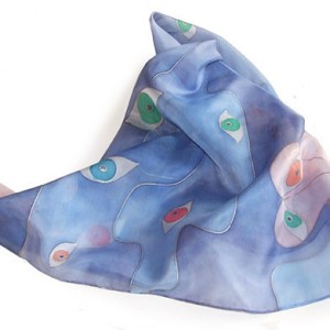 Jedwabna malowana apaszka Pawie Oczy