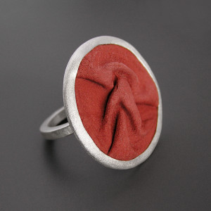 Duży pierścień, srebro 925, skóra, rozmiar 14 - 20