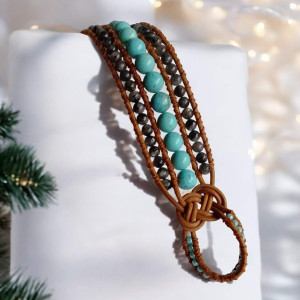 Bransoletka boho z howlitów  i labradorytów