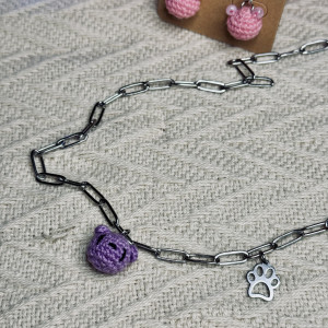 Naszyjnik z misiem i łapką