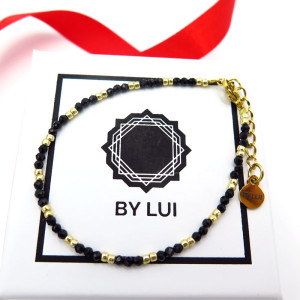 Czarno- złota Bransoletka Turmaliny FIESTA