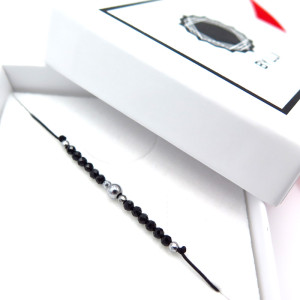 Czarna Bransoletka Turmalin & Srebrny Hematyt BLACK TURMALINE SHIELD