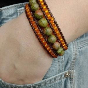 Bransoletka boho z unakitów