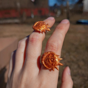 Pierścionki ksieżyc-slońce w kolorze złotym, idealny na prezent, idealny dla wiedźmy, witchycore, witchy, fantasy