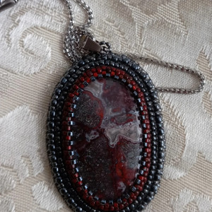 Wisior, wisiorek z naturalnym kamieniem, 40x57 mm