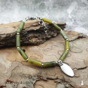 Bransoletka chainmaille - leśny jadeit