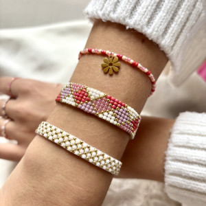 Zestaw bransoletek z koralików Toho - pinkflower