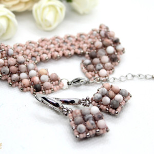 jaspis pink zebra - komplet biżuterii