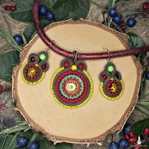 Verano - kolorowy komplet biżuterii , kolczyki i naszyjnik sutasz