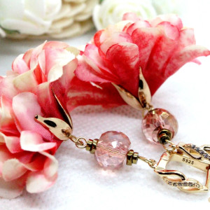 eleganckie kolczyki - pomarańczowy kwiat hortensji