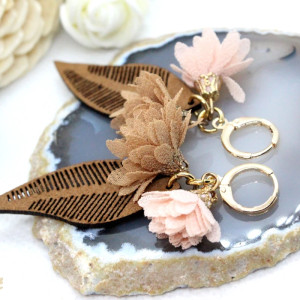 kolczyki - brązowe zamszowe listki