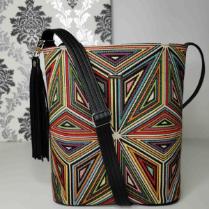 Torebka listonoszka żakard - wzór geometryczny