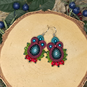 Siren - zielono czerwone kolczyki sutasz