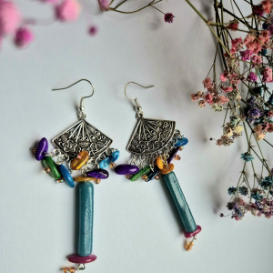 Klipsy boho kolorowe duze