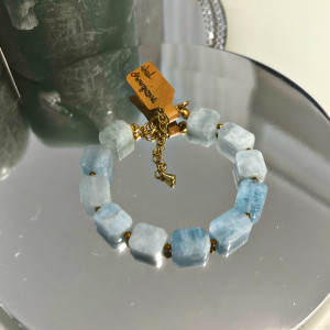 Bransoletka akwamaryn i hematyt kamienie naturalne