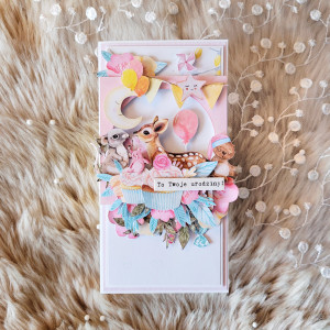 Pastelowa kartka urodzinowa ze zwierzątkami