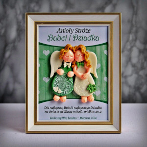 Dzień Babci i Dziadka - ramka 15x20 z parą aniołków