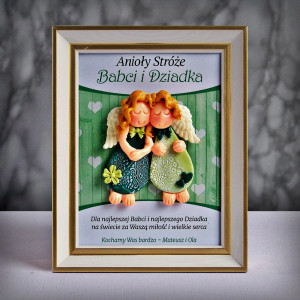 Dzień Babci i Dziadka - ramka 15x20 z parą aniołków