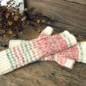 Mitenki z długim mankietem, kolorowe rękawki, z cieplutkiej wełny