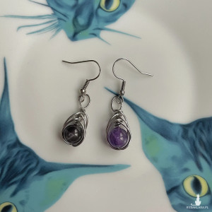 Kolczyki  z ametystem STAL CHIRURGICZNA