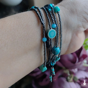 Bransoletka Łączka Niezapominajki Turkusowe Korale Unikat bra33