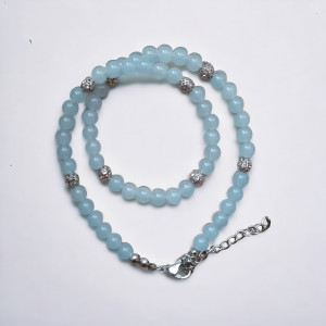 Subtelny naszyjnik z błękitnych Chalcedonów-Vishuddha