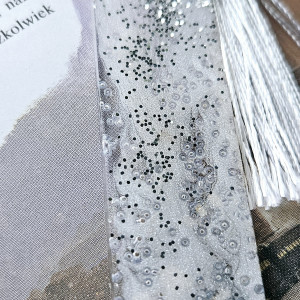 Zakładka z żywicy epoksydowej biała z brokatem S01