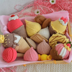 Zestaw (15 szt) słodyczy na szydełku, Gra edukacyjna dla dzieci