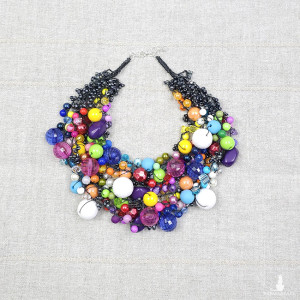 6642 szary, kolorowy, tęczowy naszyjnik; kolia