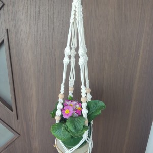 Kwietnik czteroramienny z plastrem drewna