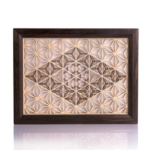 Obraz drewniany na ścianę z wzorami Kumiko Wiosenne przemijanie